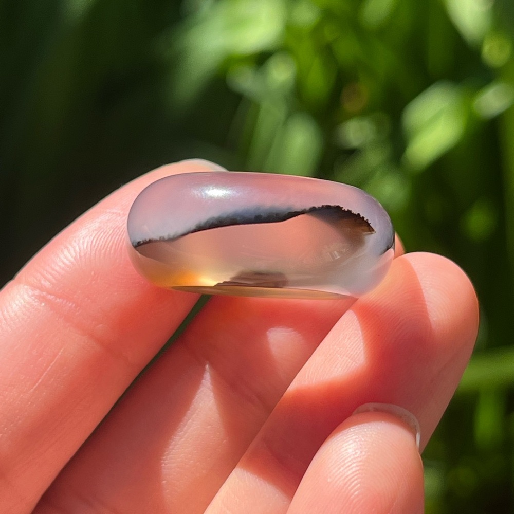 SIZE 6.5 Unique Natural Scenery Dendritic Translucent Agate Band Ring 0260 - Picture 2 of 8